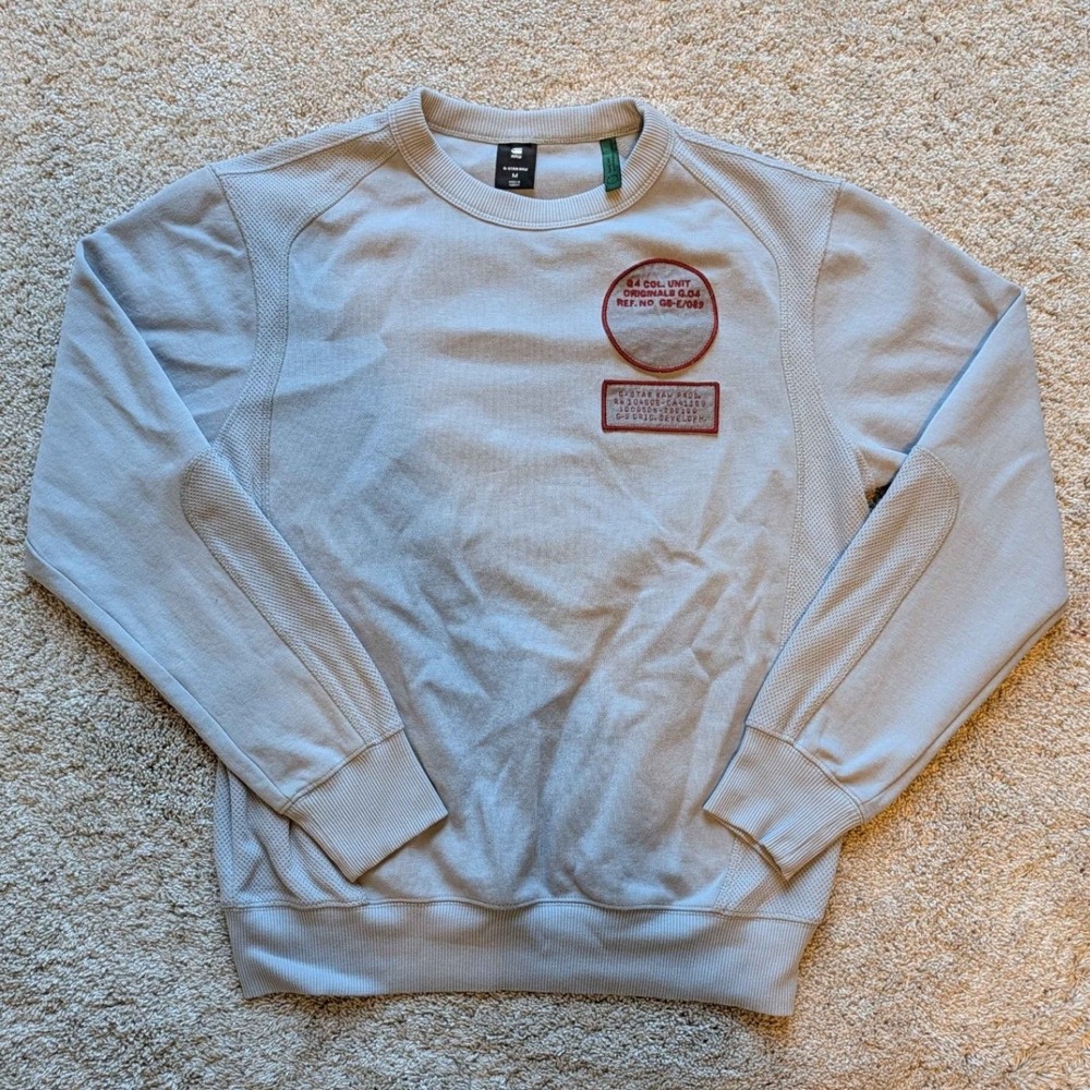 G-Star RAW Moto Sweatshirt Mens Medium Grey Graphic Patch